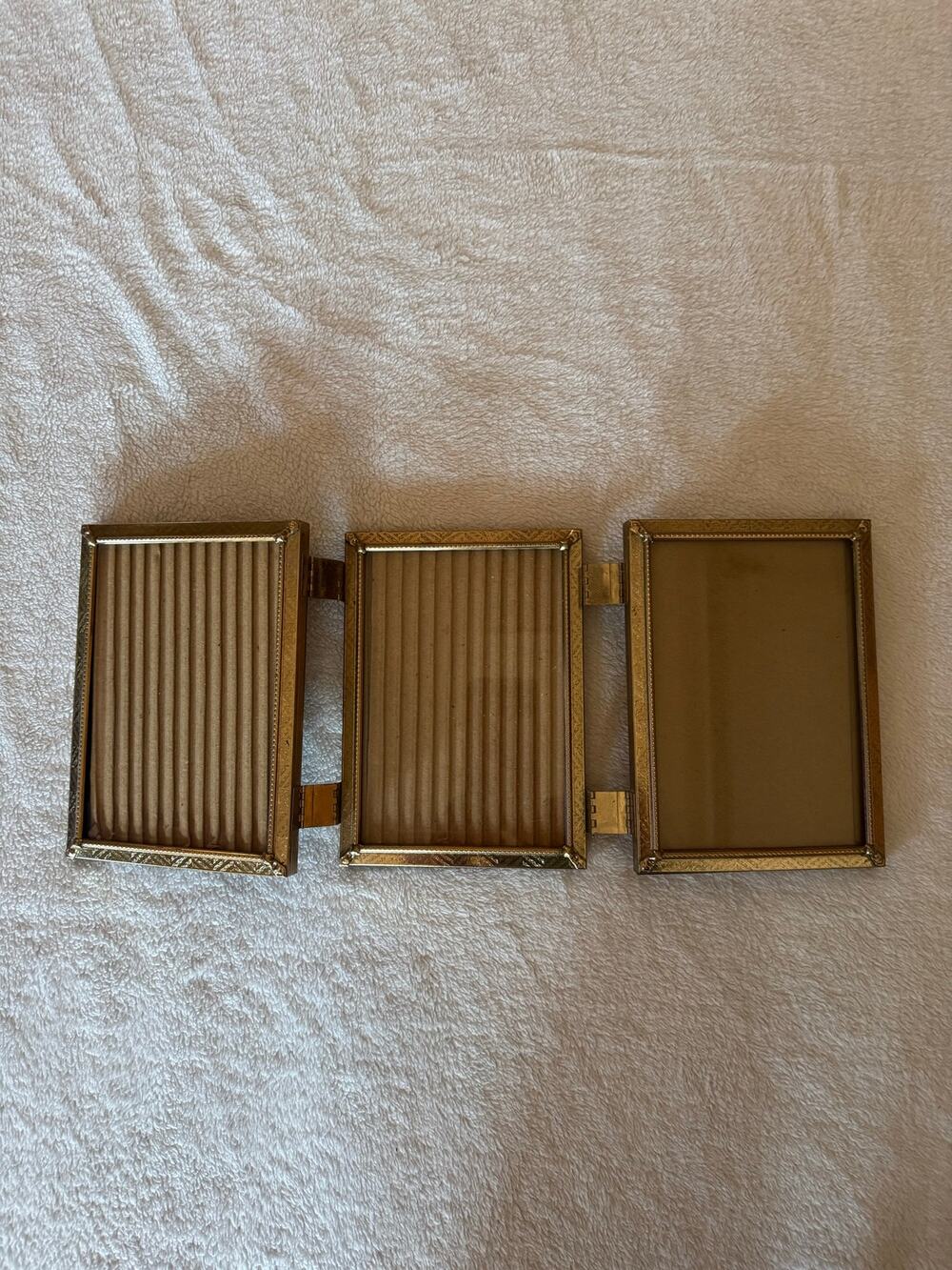 Brass trifold picture frame